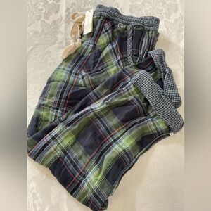 Gilly Hicks Sleep Pants Role Cuff Women Size Medium Green Plaid New With Tags